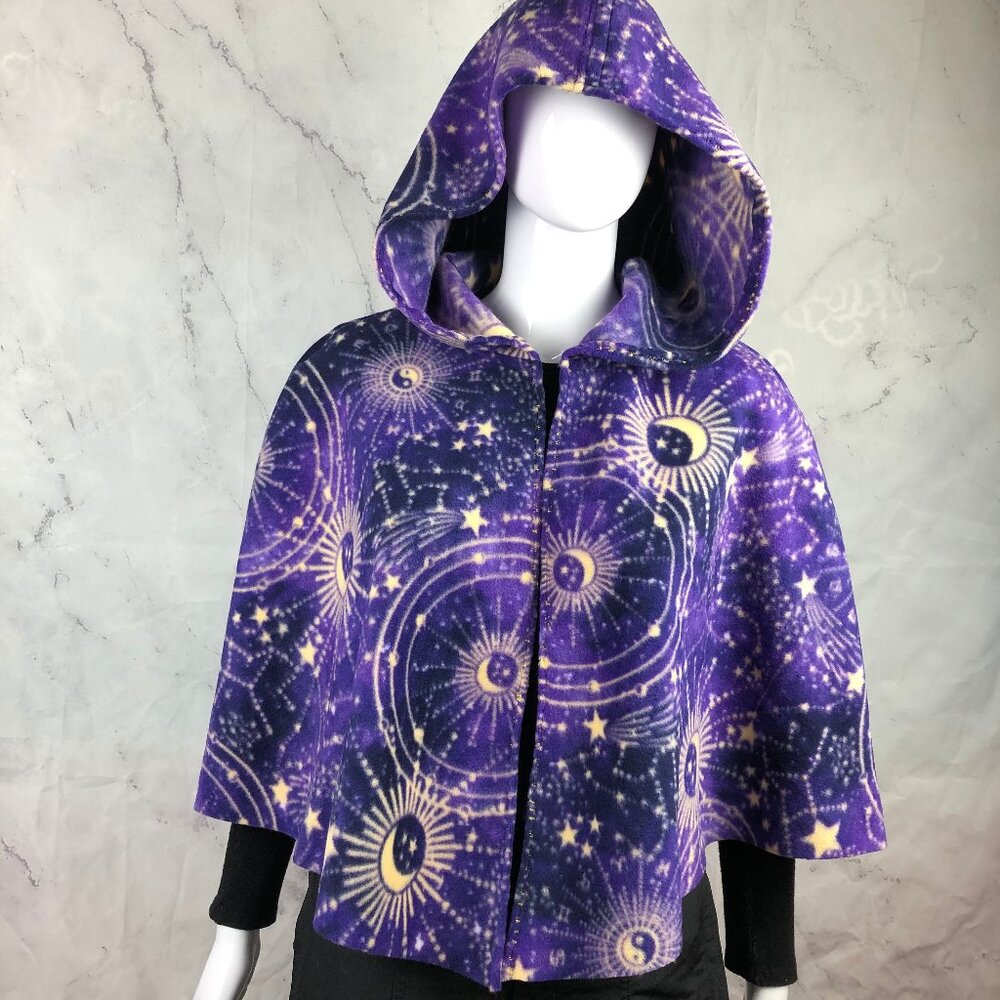 Celestial Constellation Stars Wizard Witch Sorcerer Merlin Medieval Hooded Cape